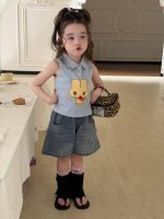 【80-130cm】折り襟 ベストorデニム ショートパンツ 女の子 かわいい - 画像 (2)