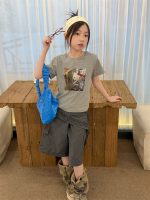 【100-160cm】ショートパンツ 切り替え 無地 ゆったり 七分丈 合わせやすい - 画像 (5)