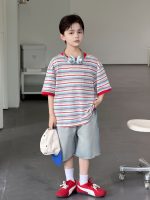 【100-170cm】Tシャツ ストライブ 韓国風 ゆったり 半袖 男の子