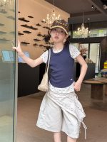 【100-160cm】ベスト 無地 韓国風 シンプル ノースリーブ 着やせ 女の子 - 画像 (4)