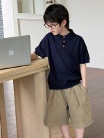 【90-160cm】半袖Tシャツ 男の子 シンプル 無地 ポロシャツ - 画像 (3)