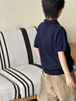 【90-160cm】半袖Tシャツ 男の子 シンプル 無地 ポロシャツ - 画像 (4)
