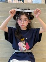 【100-160cm】Tシャツ プリント スウィート カジュアル 合わせやすい 半袖