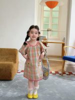 【90-140cm】ワンピース 女の子 チェック柄 ポケット付き ゆったり - 画像 (4)