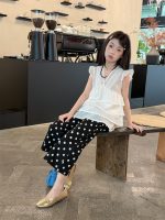 【100-160cm】ズボン ドット柄 カジュアル 八分丈 ゆったり 女の子 夏新作 - 画像 (3)