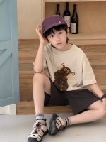 【90-160cm】半袖Ｔシャツ 男の子 ネコ プリント 韓国風