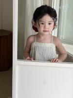 【90-140cm】ワンピース 女の子 ストライプ 刺繍 レース - 画像 (3)