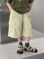 【100-160cm】七分丈パンツ 男の子 無地 ファッション - 画像 (2)