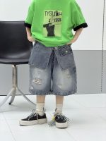 【100-170cm】ショートパンツ 切り替え ファッション カジュアル デニム 男の子
