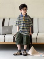 【100-160cm】半袖Tシャツ 男の子 ボーダー柄 配色 ポロシャツ - 画像 (6)