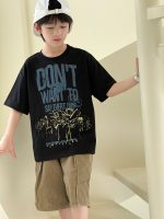【90-160cm】半袖Tシャツ 男の子 プリント 英字 カジュアル - 画像 (2)
