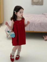 【90-140cm】ワンピース 女の子 ノースリープ リボン付き ファッション - 画像 (3)