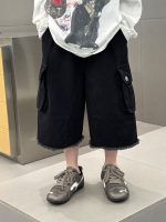【90-150cm】七分丈 パンツ 男の子 ポケット付き ウォッシュド - 画像 (3)