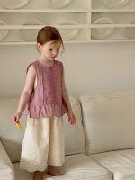 【90-150cm】トップス 女の子 ノースリープ フリル