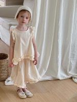 【90-150cm】セットアップ 女の子 フリル ノースリープ カジュアル