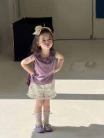 【80-130cm】フラワー ベストorショートパンツ 女の子 フリル おしゃれ