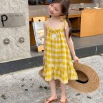 【90-140cm】ワンピース 女の子 チェック柄 キャミソール おしゃれ - 画像 (2)