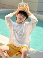 【100-160cm】長袖Tシャツ 男の子 英字 シンプル ゆったり - 画像 (4)