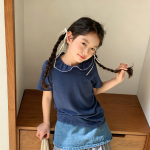 【80-130cm】半袖Ｔシャツ 女の子 折り襟 無地 - 画像 (2)