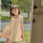 【80-130cm】ワンピース 女の子 無地 ノースリープ