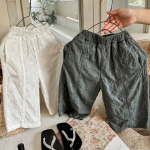 【80-130cm】九分丈パンツ 女の子 ジャカード シンプル - 画像 (6)