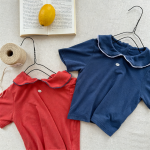 【80-130cm】半袖Ｔシャツ 女の子 折り襟 無地 - 画像 (6)