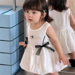 【73-100cm】ワンピース ベビー 蝶結び ノースリープ - 画像 (2)