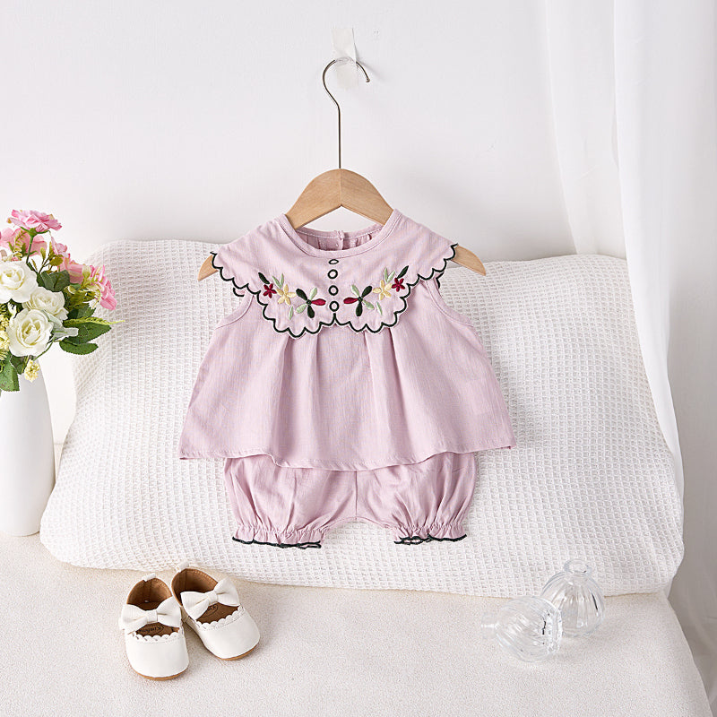01_92714197-8fed-450f-b228-977898636716.jpg 【66-100cm】セットアップ ベビー 刺繍 ノースリーブ - 画像 (1)