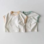 【73-100cm】シャツ ベビー カラー 切り替え 英字プリント - 画像 (2)