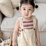 【73-90cm】セットアップ ベビー ポケットサロペット&ボーダーTシャツ - 画像 (6)
