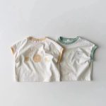 【73-100cm】シャツ ベビー カラー 切り替え 英字プリント - 画像 (3)