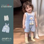 【73-100cm】セットアップ 可愛い アヒル サロペット＆シャツ