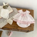 【66-100cm】トップス&ブルマ ベビー ピンク 蝶結び付き ドット - 画像 (7)