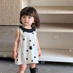 【73-100cm】ワンピース ベビー 丸襟 ドット かわいい - 画像 (2)
