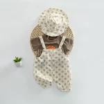 【66-100cm】セットアッ プ ベビー 韓国風 ドット&チェック3点 - 画像 (10)