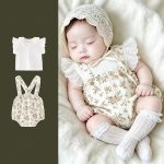 【66-100cm】サロペットorセットアップ ベビー 可愛い フラワー - 画像 (2)