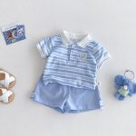 【73-120cm】セットアップ ベビー 学院風 ストライプセット