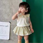 【73-100cm】セットアップ ベビー ナチュラル 小花柄 ノースリーブ