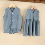 【80-150cm】デニムセット or ワンピース  キッズ服 Vネック - 画像 (9)