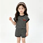 【90-130cm】セットアップ 女の子 チェリー ボーダー - 画像 (5)