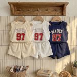 【80-130cm】セットアップ キッズ服 スポーツ ウェアベスト&ショートパン2点セット - 画像 (2)