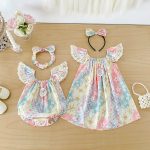 【66-130cm】ロンパースorワンピースベビー 姉妹服 カラフル フリル - 画像 (9)