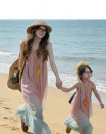 【90-150cm+親サイズ】ワンピースorシャツorショートパンツ 親子ペア ビーチ グラデーション - 画像 (6)