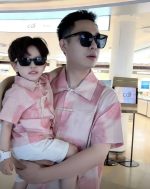 【90-150cm+親サイズ】ワンピースorシャツorショートパンツ 親子ペア ビーチ グラデーション - 画像 (7)