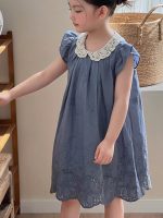 【90-140cm】ワンピース 女の子 折り襟 レース - 画像 (7)