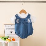 【66-90cm】ロンパース&シャツ ベビー ゾウー柄 デニム - 画像 (4)