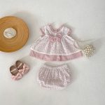 【66-100cm】トップス&ブルマ ベビー ピンク 蝶結び付き ドット