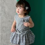 【73-110cm】セットアップ ベビー 可愛い ノースリーブTシャツ&チェックフレアスカート - 画像 (7)