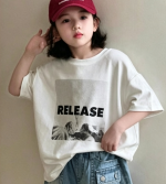 【90-160cm】Tシャツ 女の子 アルファベット プリント - 画像 (4)