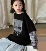 【90-160cm】Tシャツ 女の子 アルファベット プリント - 画像 (5)